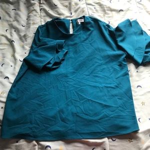Flutter sleeve teal shirt